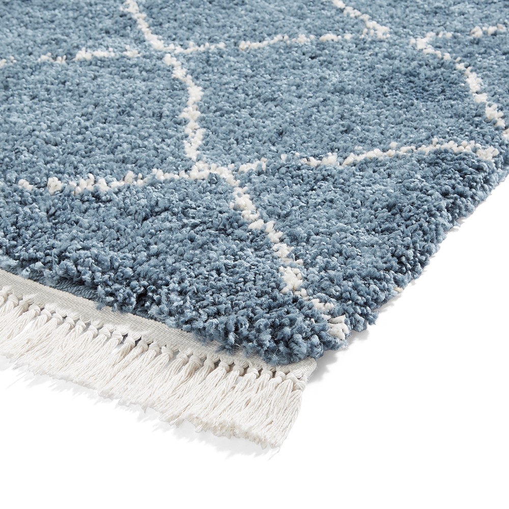 Boho 5413 Berber Shaggy Modern Rugs in Blue